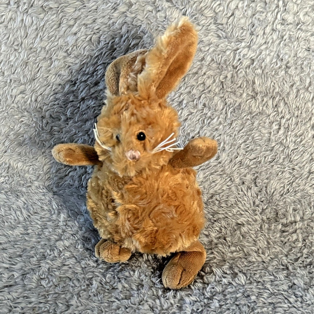 Ganz Bunny Rabbit Plush Stuffed Animal Toy Bean Bag Brown Textured Fur Soft 6" - Picture 2 of 8